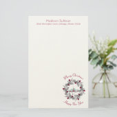 Winterkerk met kerstkrans gepersonaliseerd briefpapier (Staand voorkant)