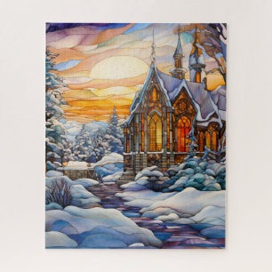 Winterkerk puzzel legpuzzel