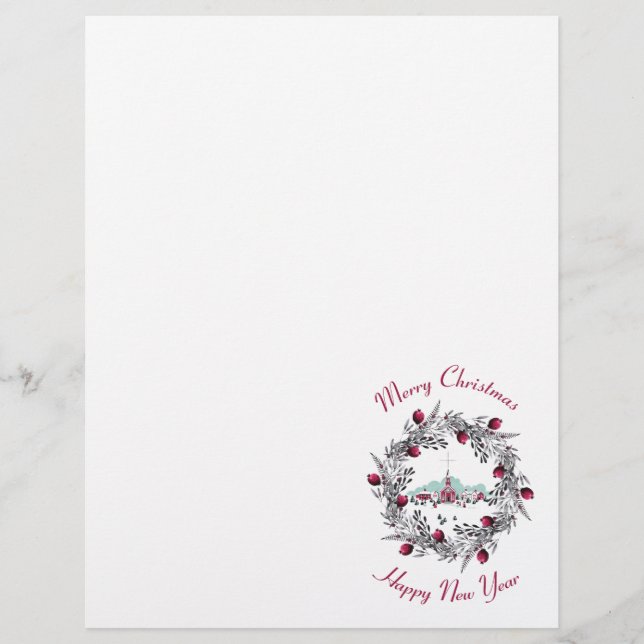  Winterkerkscène met kerstmis (Voorkant)