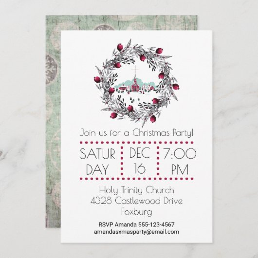  Winterkerkscène met kerstmis Kaart (Voorkant / Achterkant)