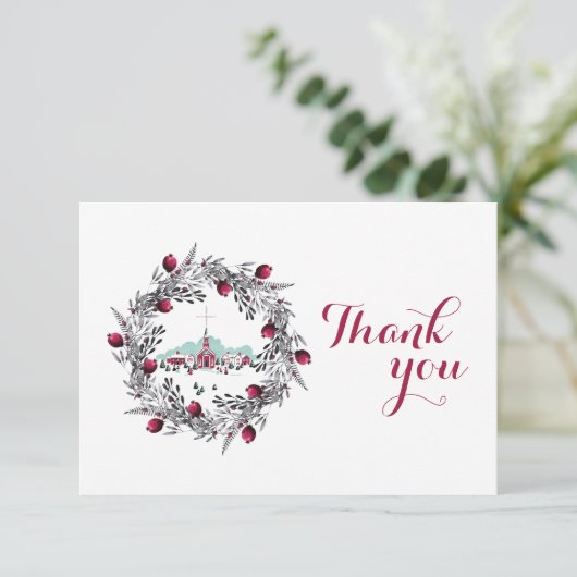  Winterkerkscène met kerstmis Kaart (Staand voorkant)