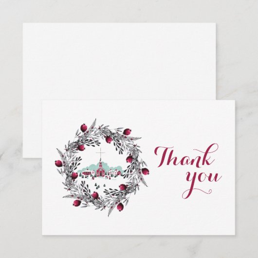 Winterkerkscène met kerstmis Kaart (Voorkant / Achterkant)