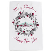 Winterkerkscène met kerstmis Medium Cadeauzakje (Voorkant)