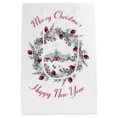 Winterkerkscène met kerstmis Medium Cadeauzakje (Achterkant)