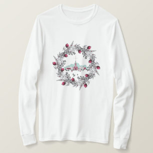 Winterkerkscène met kerstmis T-shirt