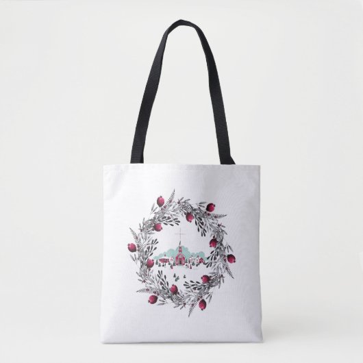  Winterkerkscène met kerstmis Tote Bag (Voorkant)