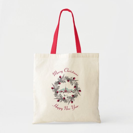  Winterkerkscène met kerstmis Tote Bag (Voorkant)