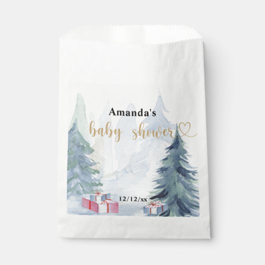 Winterkerst - Baby shower Bedankzakje (Voorkant)