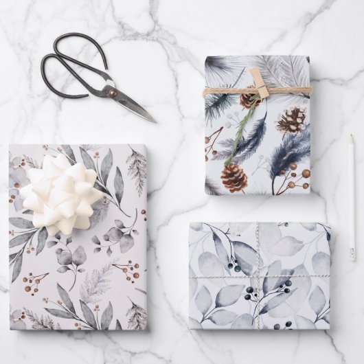 Winterkerst met botanische foliage inpakpapier vel (Voorkant)