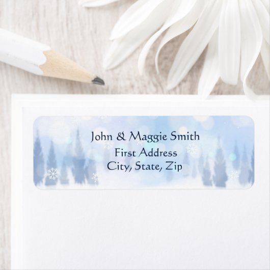 Winterkerst met vorst Trees Etiket (Insitu)