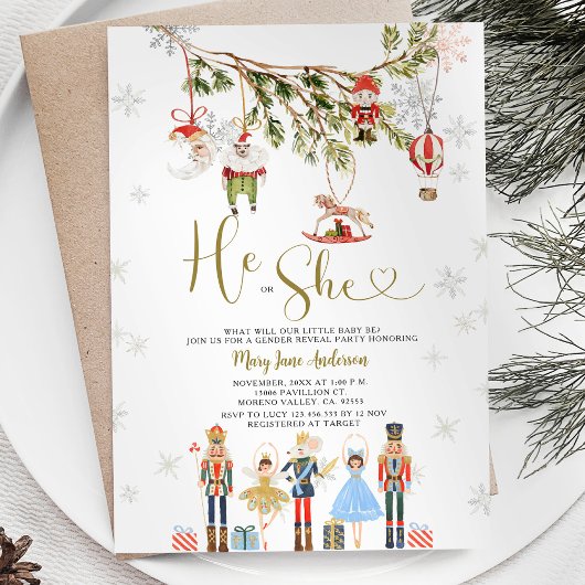 WINTERKERST Ornament Hij of Zij Geslacht Onthullen Kaart