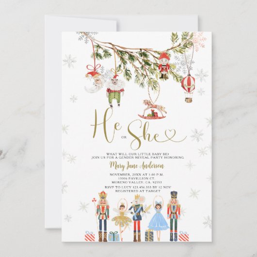 WINTERKERST Ornament Hij of Zij Geslacht Onthullen Kaart (Voorkant)