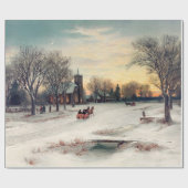  winterkerst per paard en koets cadeaupapier (Vlak)