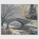  winterkerst per paard en koets cadeaupapier (Vlak)