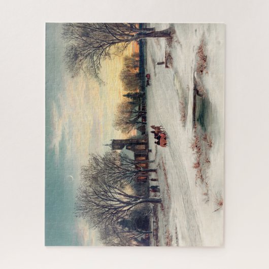  winterkerst per paard en koets legpuzzel (Verticaal)