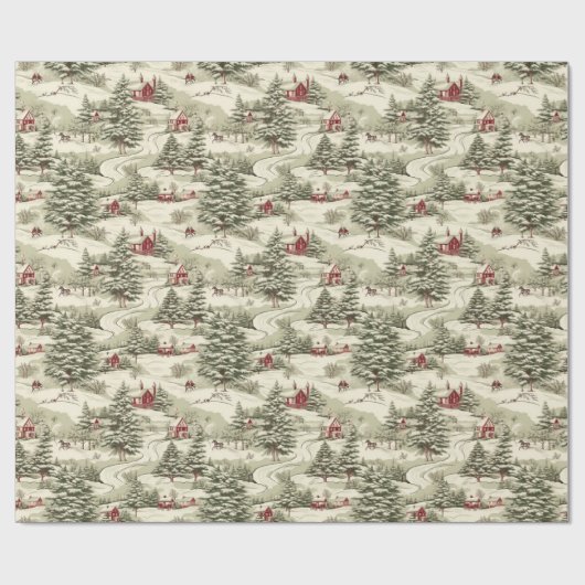 winterkerst platteland landschap cadeaupapier (Vlak)