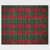 Winterkerst Rood en Groen Tartan & Gold Foil Cadeaupapier (Vlak)