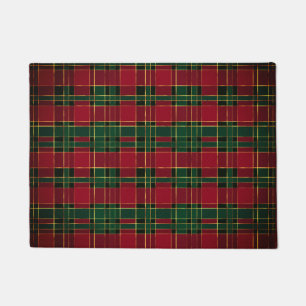 Winterkerst Rood en Groen Tartan & Gold Foil Deurmat