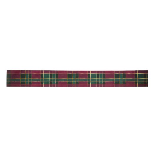 Winterkerst Rood en Groen Tartan & Gold Foil Satijnen Lint (Voorkant)