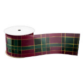 Winterkerst Rood en Groen Tartan & Gold Foil Satijnen Lint (Spoel)