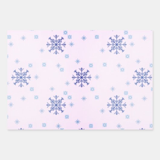 Winterkerst Snowflakes Blauwe Gele sneeuw Inpakpapier Vel (Voorkant 3)