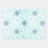 Winterkerst Snowflakes Blauwe Gele sneeuw Inpakpapier Vel (Voorkant)