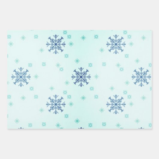 Winterkerst Snowflakes Blauwe Gele sneeuw Inpakpapier Vel (Voorkant)