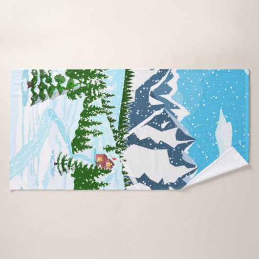 Winterkerstachtergrond. Pijnboomhout en sn Badhanddoek (Badhanddoek)