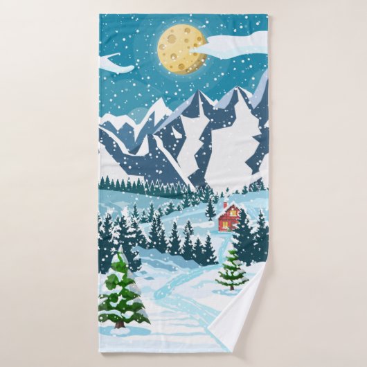 Winterkerstachtergrond. Pijnboomhout en sn Badhanddoek (Badhanddoek)