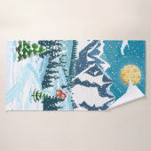 Winterkerstachtergrond. Pijnboomhout en sn Badhanddoek (Badhanddoek)