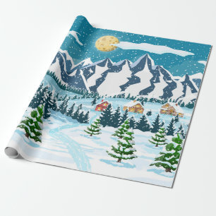 Winterkerstachtergrond. Pijnboomhout en sn Cadeaupapier