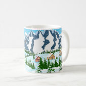 Winterkerstachtergrond. Pijnboomhout en sn Koffiemok (Voorkant rechts)