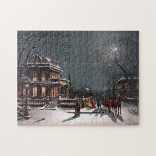 winterkerstavond bij maanlicht legpuzzel