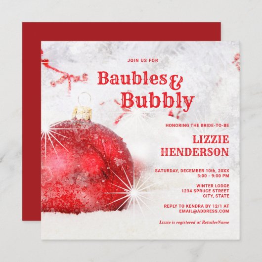 Winterkerstblaubelen en bubbel Vrijgezellenfeest Kaart (Voorkant / Achterkant)