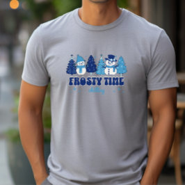 Winterkerstbomen en sneeuwpoppen Frosty Time Tri-Blend Shirt