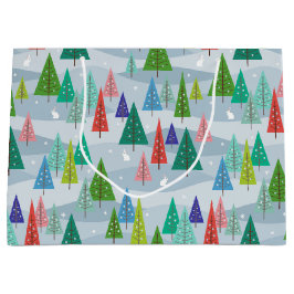 Winterkerstbomen geïnspireerd groot cadeauzakje