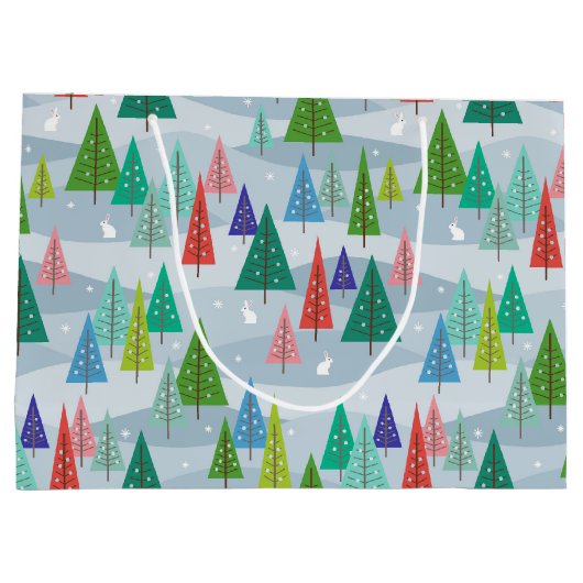 Winterkerstbomen geïnspireerd groot cadeauzakje (Achterkant)