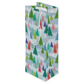 Winterkerstbomen geïnspireerd wijn cadeautas (Achterkant Gekanteld)
