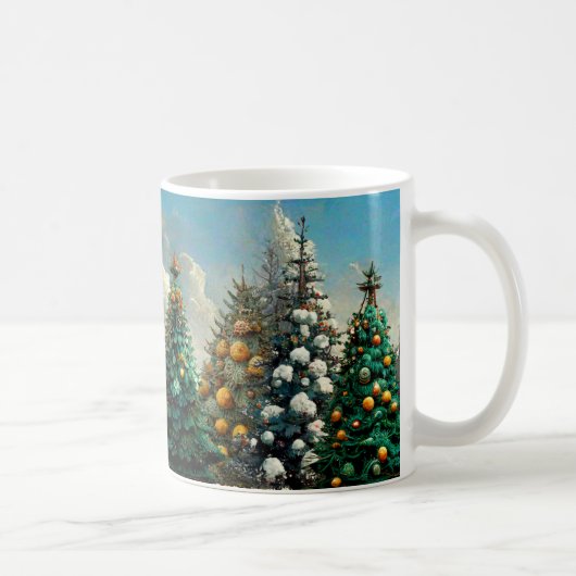 Winterkerstbomen Natuur Scene Koffiemok (Rechts)