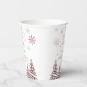 Winterkerstbomen Sneeuwvlokken Roze Baby shower Papieren Bekers (Rechts)