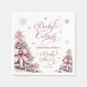 Winterkerstbomen Sneeuwvlokken Roze Baby shower Servet (Voorkant)