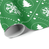 Winterkerstbomen Snowflakes Groen Patroon Cadeaupapier (Rol Hoek)