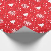Winterkerstbomen Snowflakes Red Pattern Cadeaupapier (Hoek)