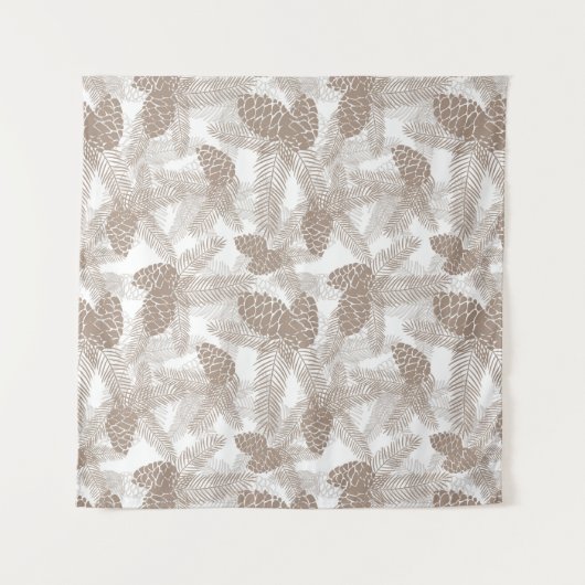 Winterkerstboom abstracte beige pijnbomen pr wandkleed (Voorkant (horizontaal))