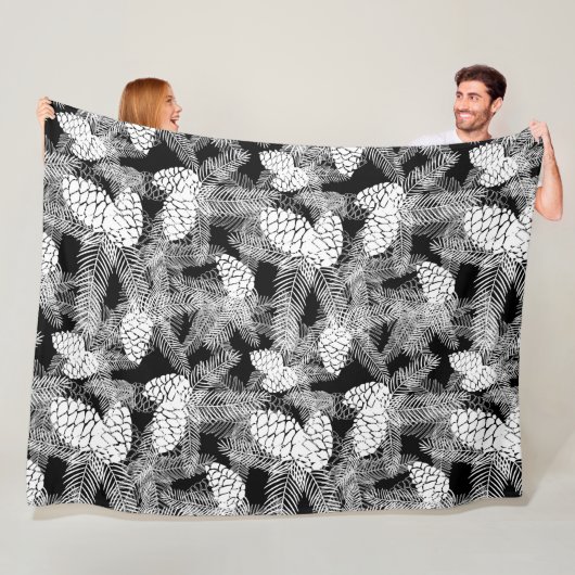 Winterkerstboom abstracte witte dennenboom pr fleece deken (In situ)