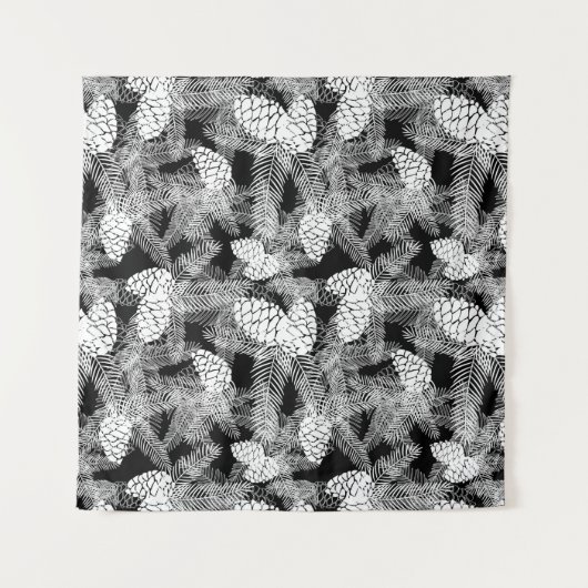 Winterkerstboom abstracte witte dennenboom pr wandkleed (Voorkant (horizontaal))