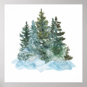 Winterkerstboom aquarel poster (Voorkant)