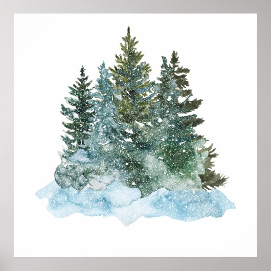 Winterkerstboom aquarel poster (Voorkant)