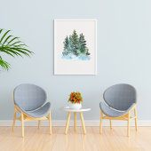 Winterkerstboom aquarel poster