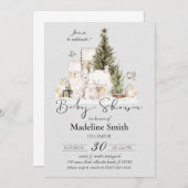 Winterkerstboom Baby shower Uitnodiging (Voorkant / Achterkant)